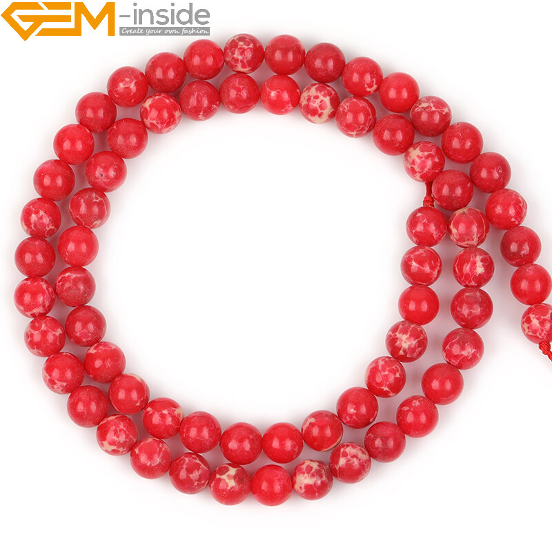 15” Round Assorted Color Stone Beads Natural Sea Sediment Loose Beads Jewelry