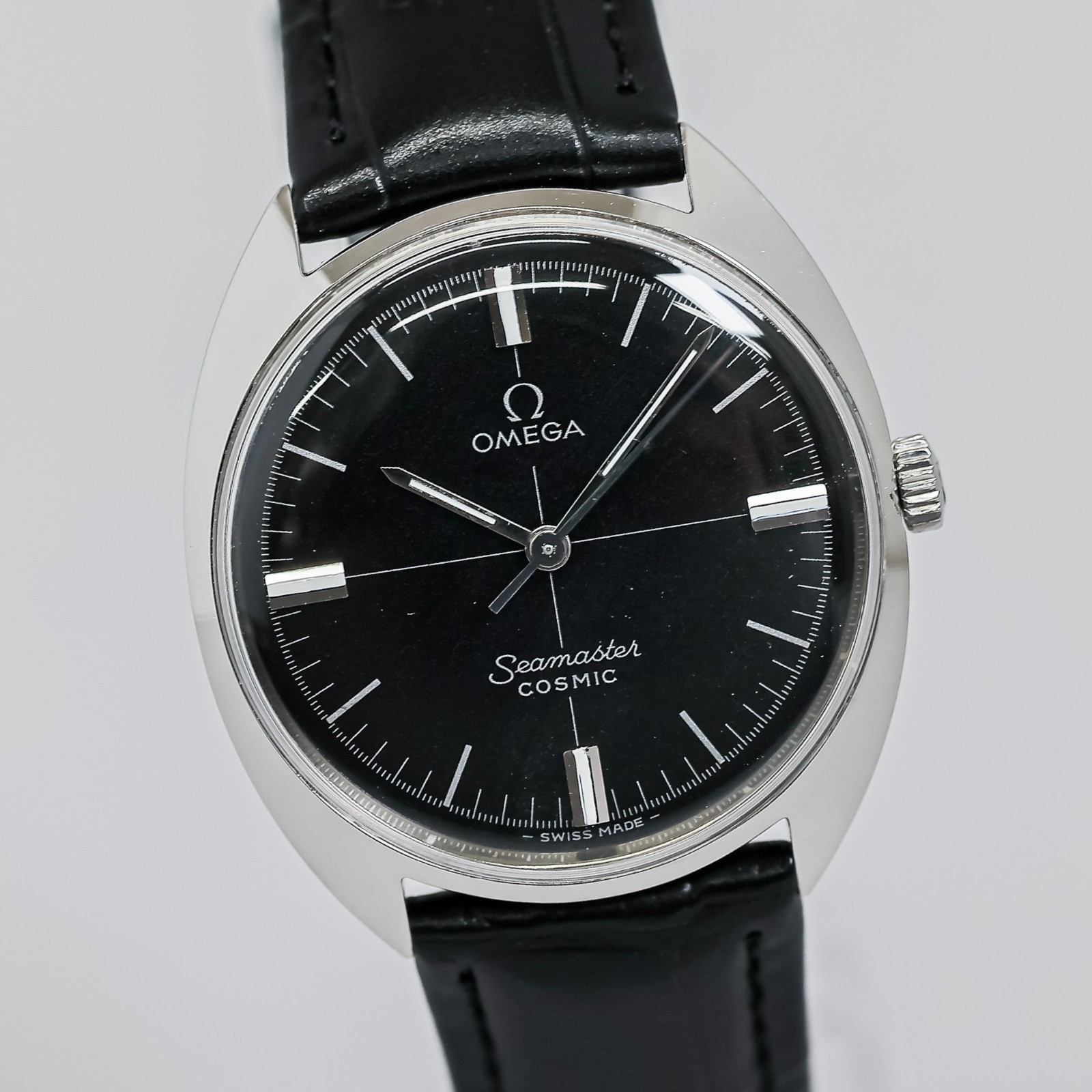 *MINT* Vintage 1960s OMEGA Seamaster COSMIC TOOL.105 Hand Winding Black 33mm Men