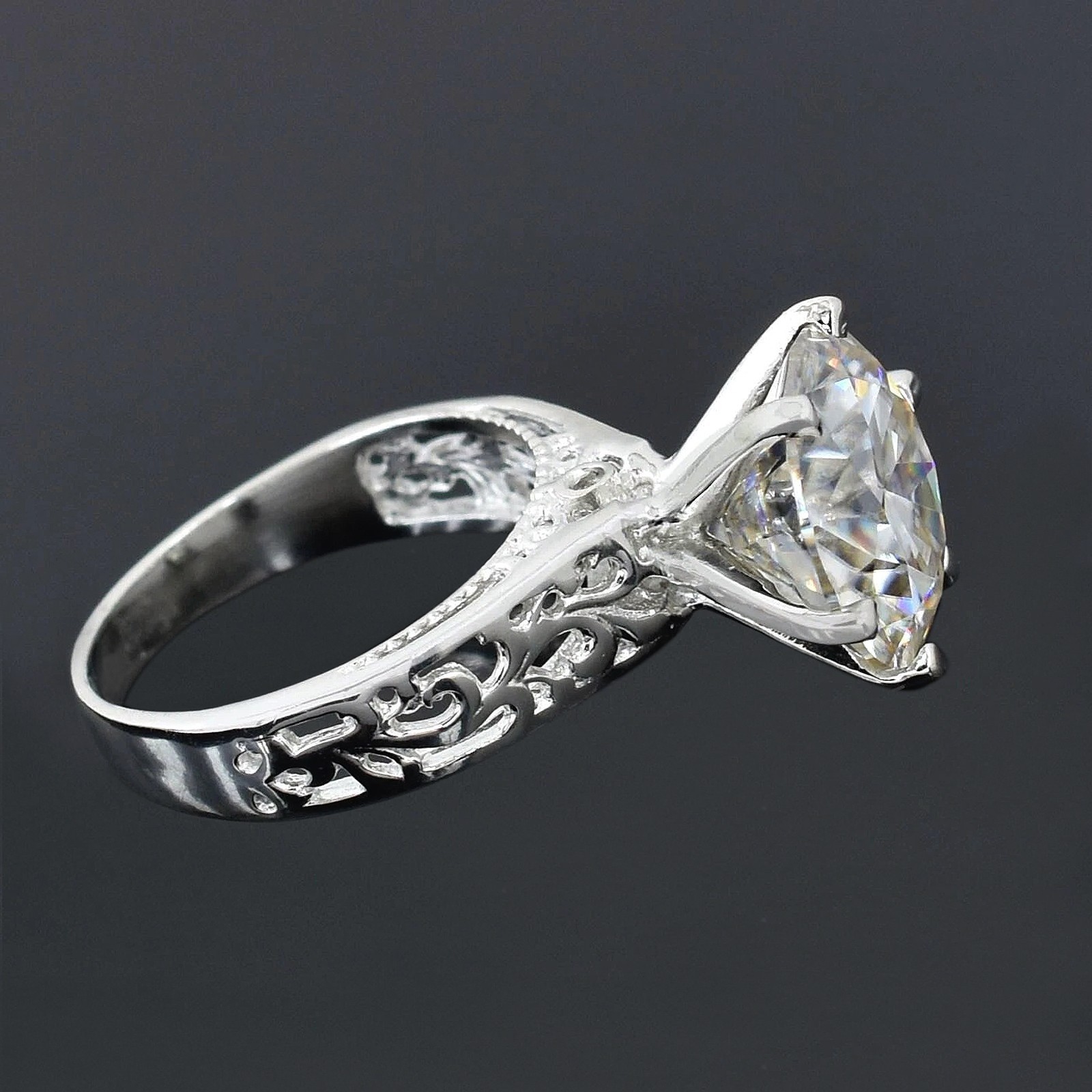 6.60Ct Round Cut Certified White Diamond Ring In 925 Silver – Tariff Free