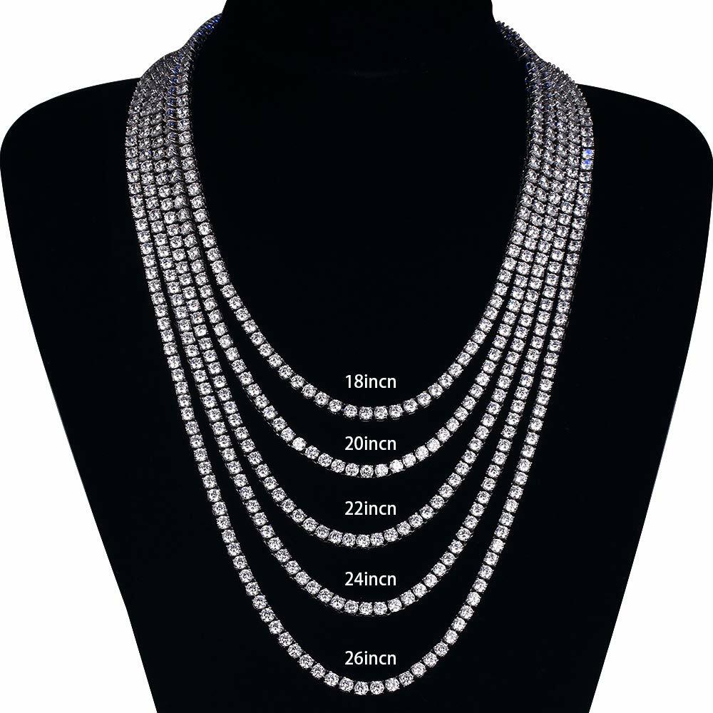 Mens Tennis Chain Necklace 100% Stainless Steel Cubic Zirconia Chain Bracelet