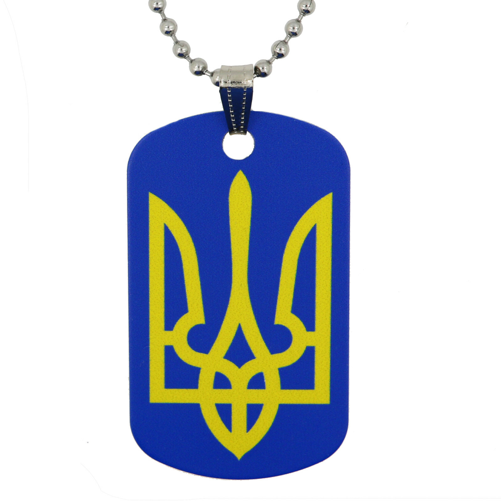 Double Sided Ukraine Trident Symbol And Flag Dog Tag Pendant with Ball Chain