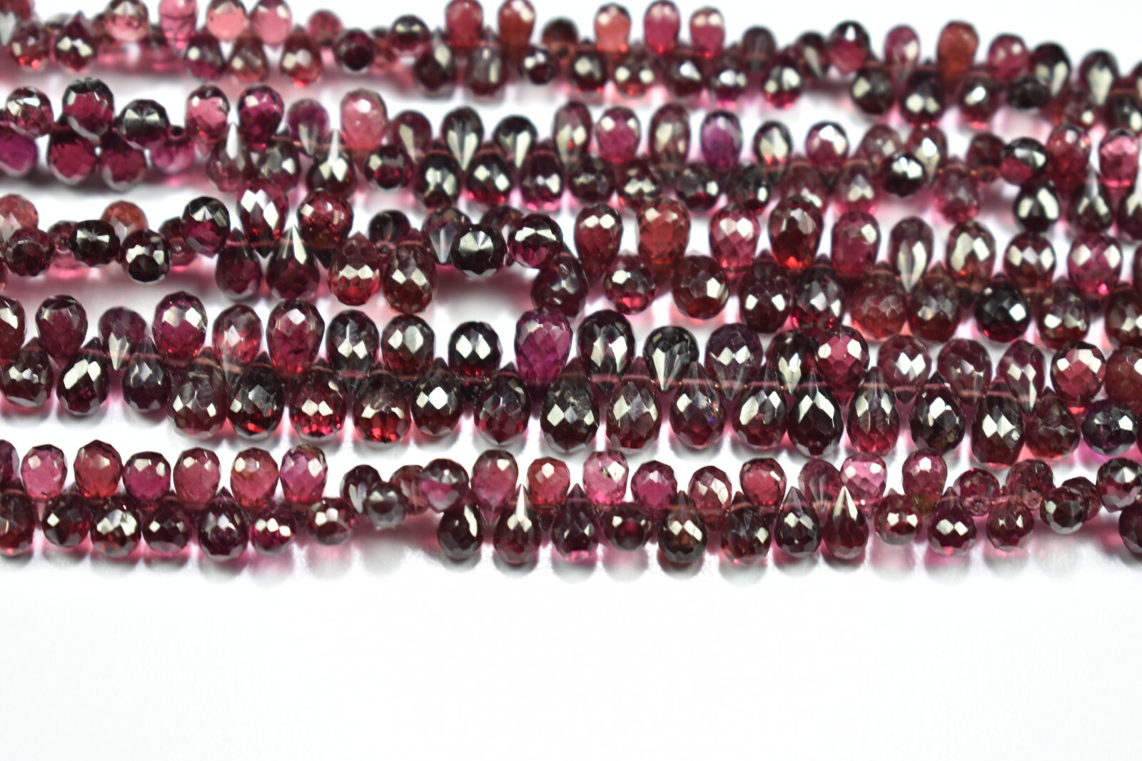 8 Inch Strand Natural Rhodolite Garnet Teardrop Gemstone Faceted Briolette Beads