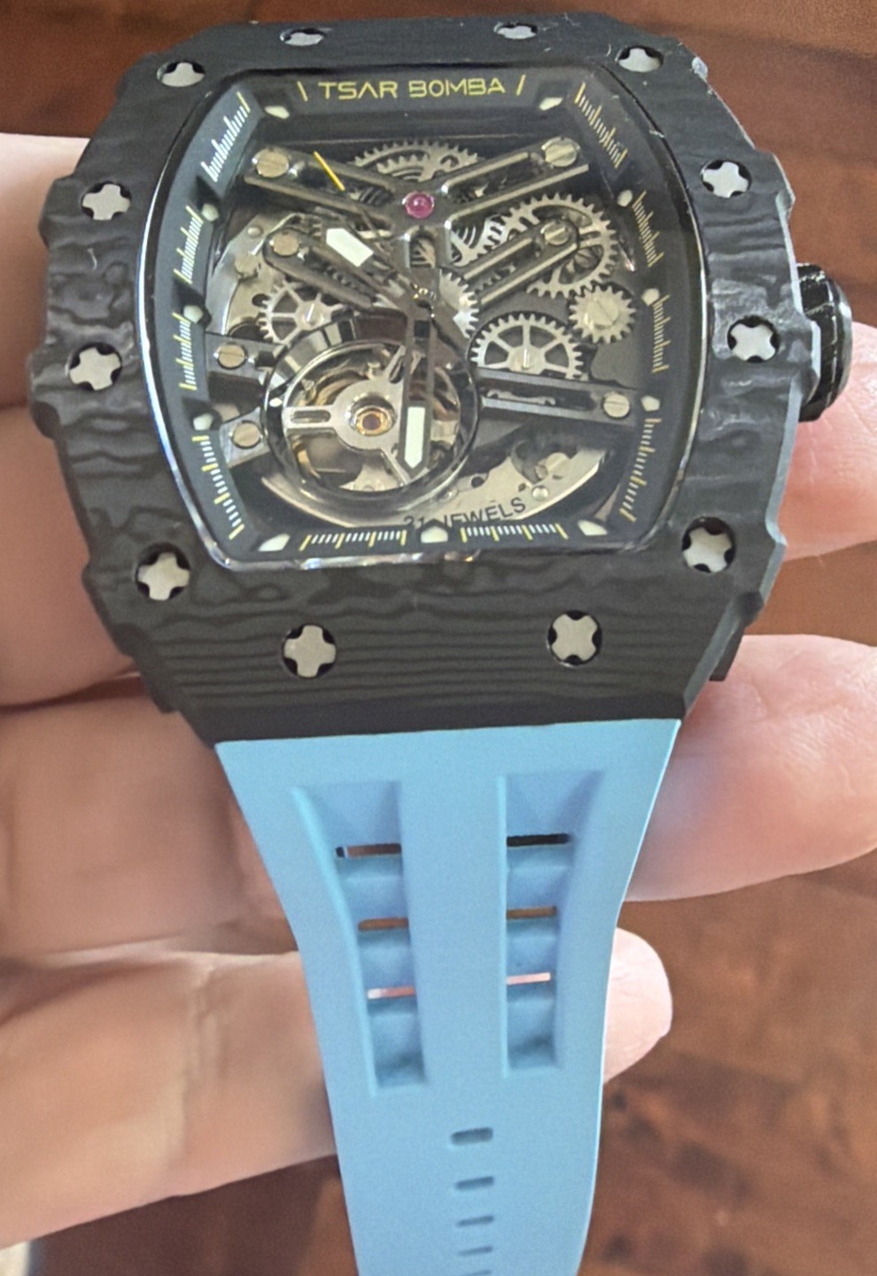 TSAR BOMBA Elemental Series Watch Carbon Fiber Skeleton TB8208CF