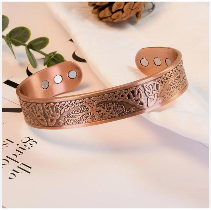 Men’s Bracelet Magnetic Therapy Arthritis Pain Relief Pure Solid Copper Bangle
