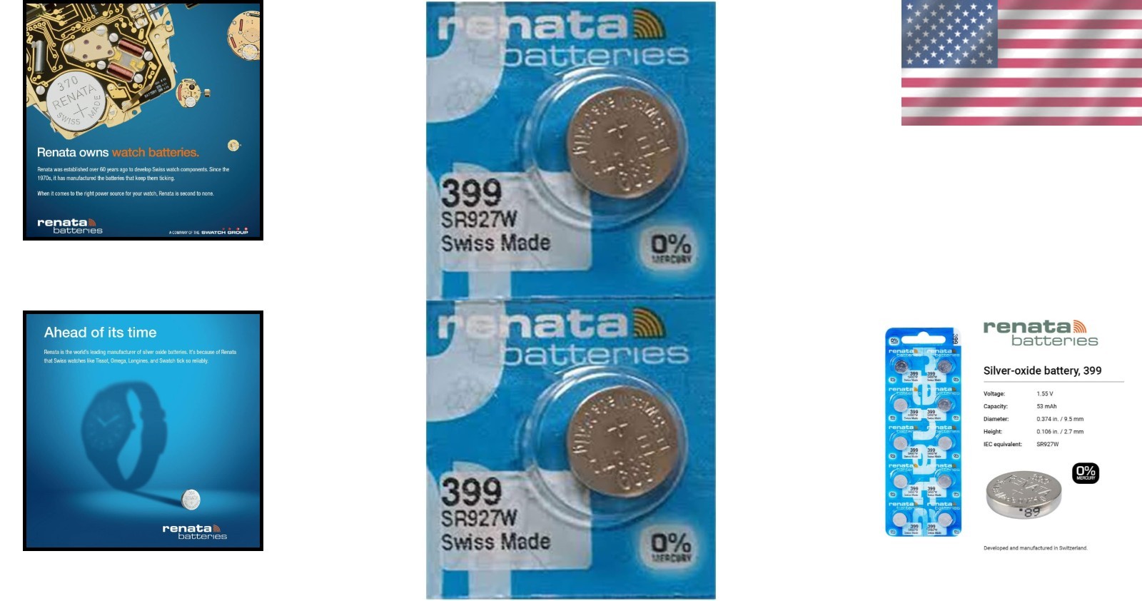 399 SR927W Silver Oxide Watch Batteries – 1.55V for Trusted Power