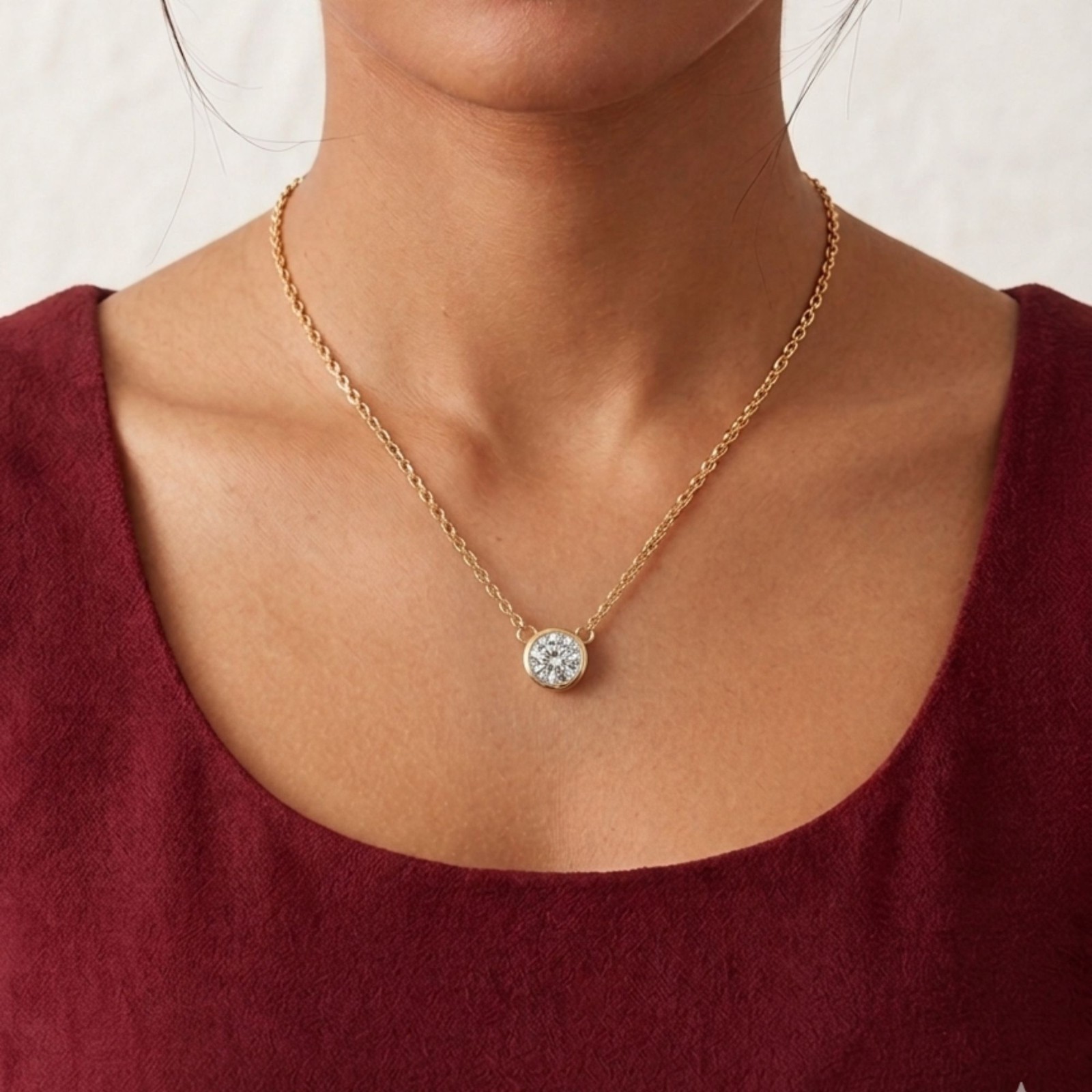 0.50 Ct To 2.00 Ct Moissanite Stone Pendant With 18″ Chain in 925 Silver Women