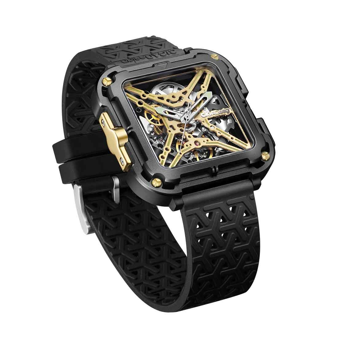 CIGA Design X Automatic Skeletonized Titanium Square Black Gold Men’s Watch