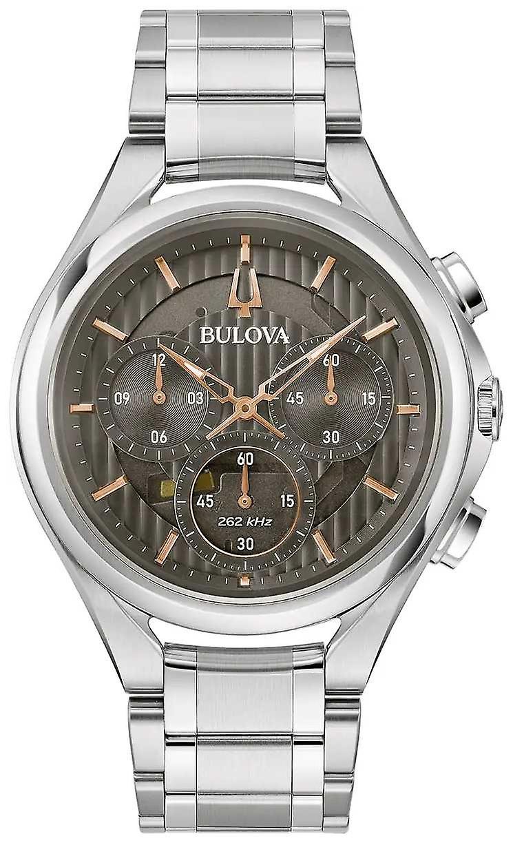 Bulova Silver Mens Chronograph Watch Curv 96A298