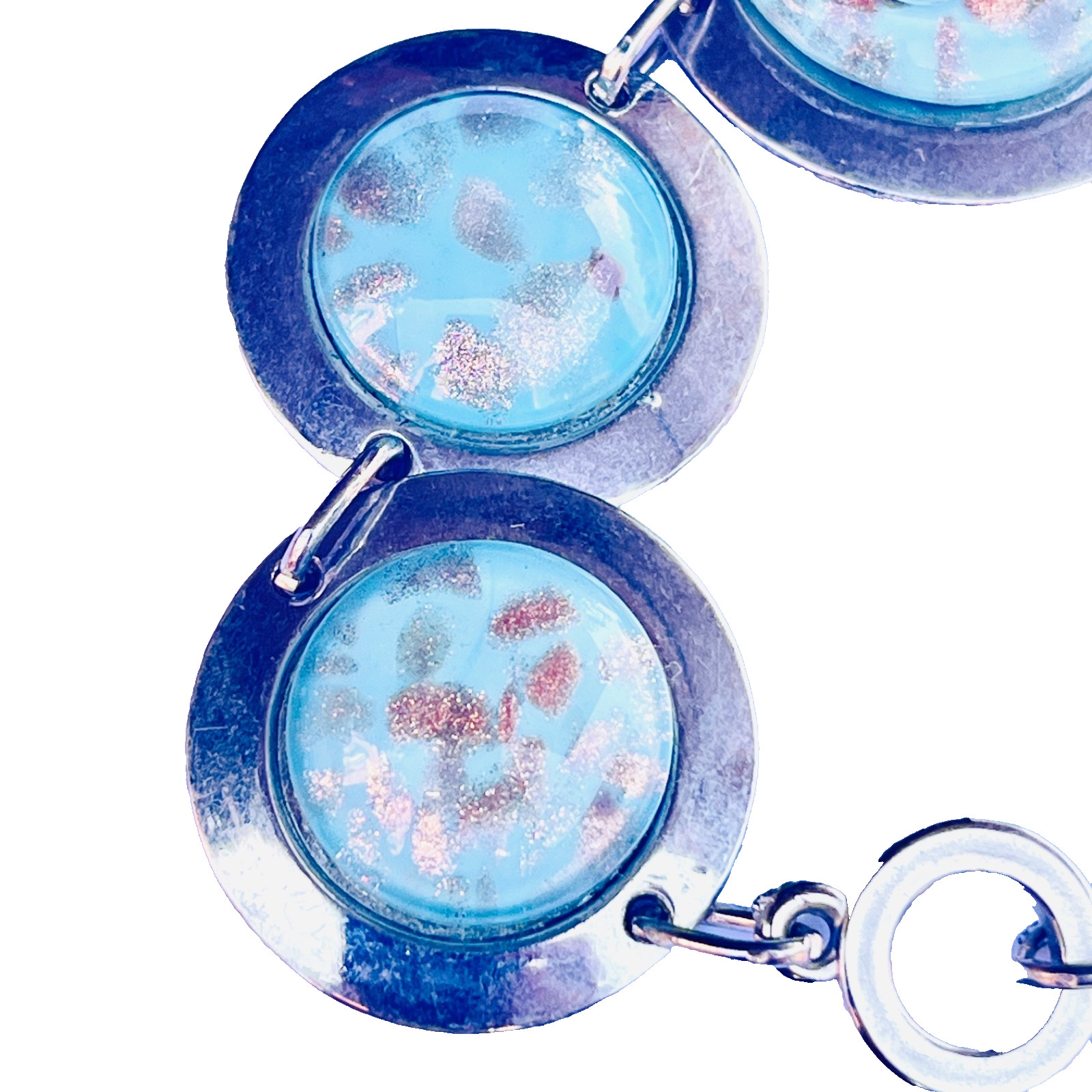 Dichroic Glass Toggle Bracelet Blue Aventurine Glass 23-25 cm Wearable Length