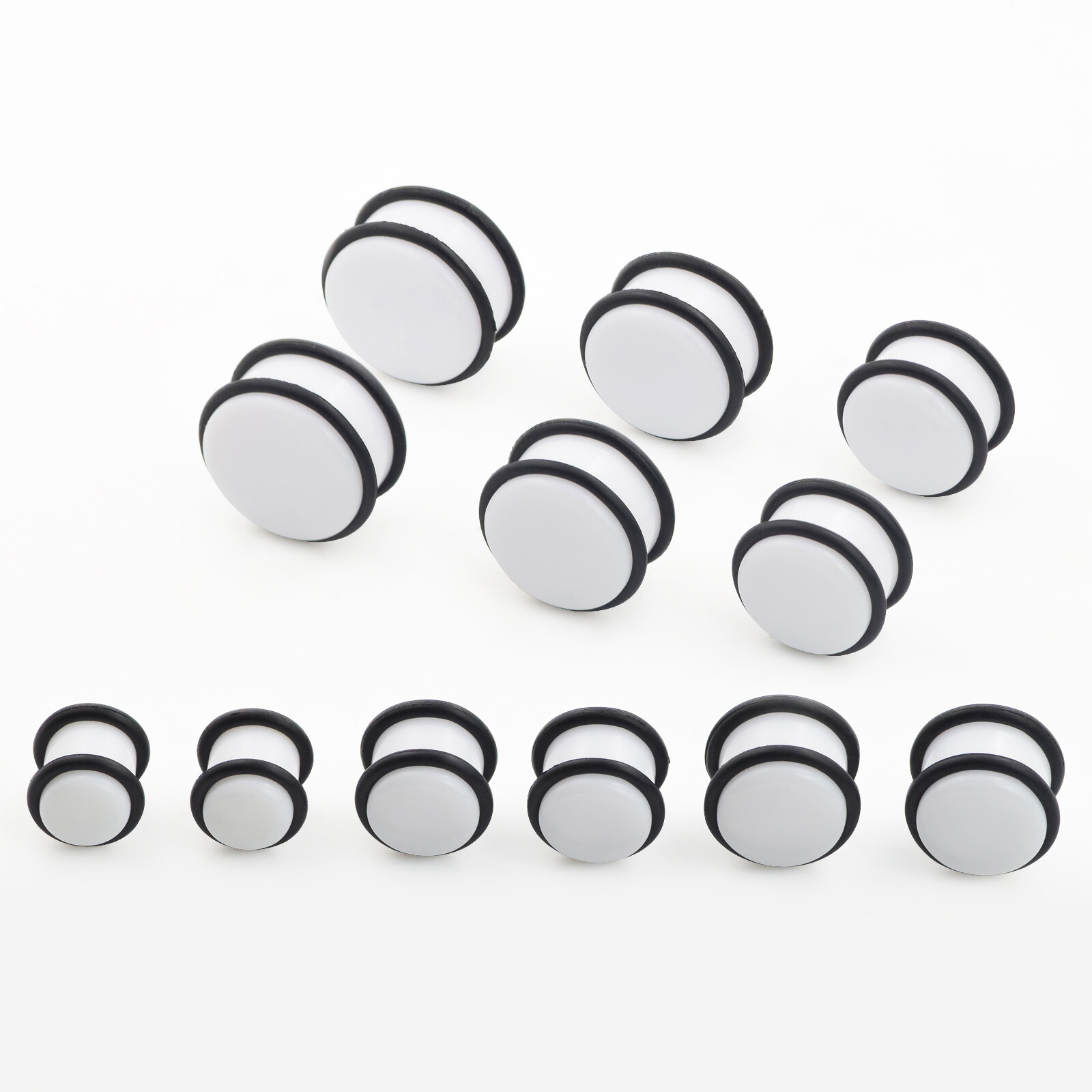 36PCS White Big Gauge Spiral Taper Plug Set Acrylic Ear Stretching Kit 00G-20MM