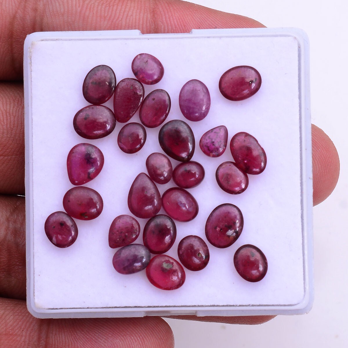26 Pcs Natural Ruby 5.65mm-8.18mm Cabochon Red Sparkling Loose Gemstones Lot