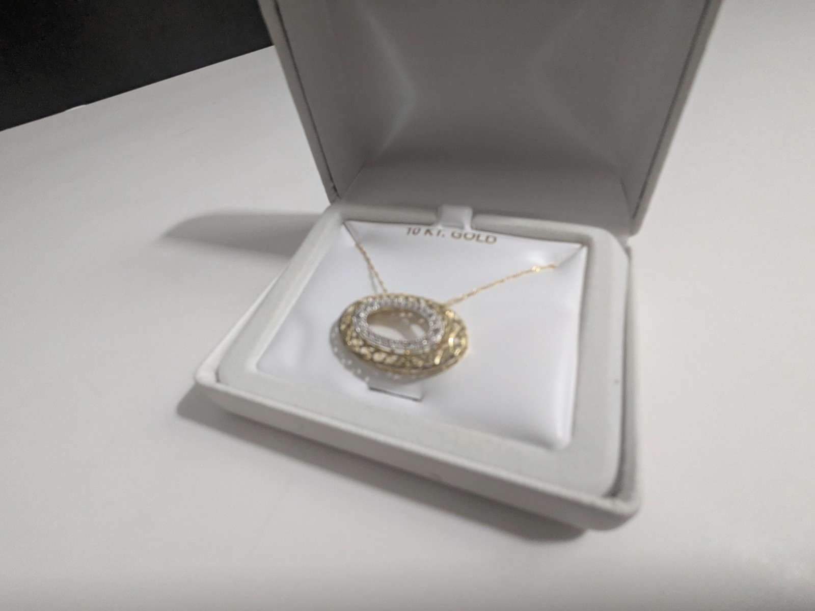 10K Gold Two-Tone Oval Pendant Necklace