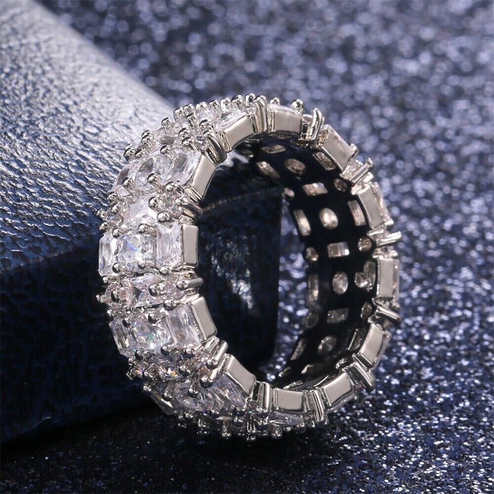Silver Plated Forever Shiny Ring For Valentine Gifts 2.6 Ct Anniversary Band