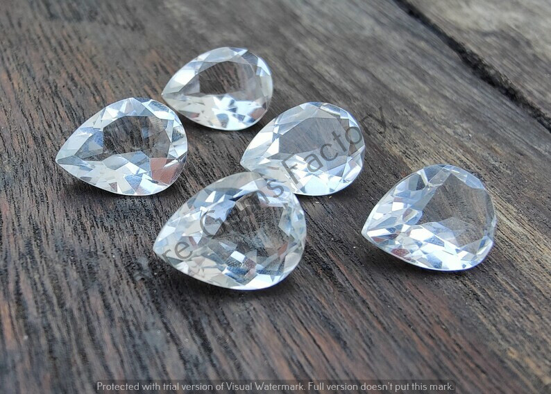 Natural Crystal Quartz Pear Shape Faceted Cut Calibrated Gemstones 3x5mm-18x25mm