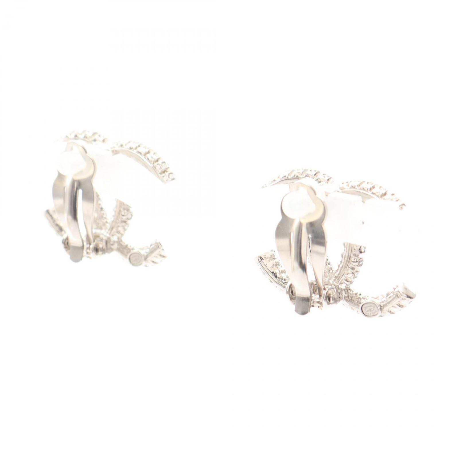 CHANEL COCO Mark A23P Earring Stainless Steel Rhinestone Clear Used Women CC