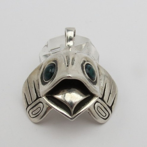 Sterling Silver Raven Pendant Northwest Coast Indigenous bird Totem Pendant