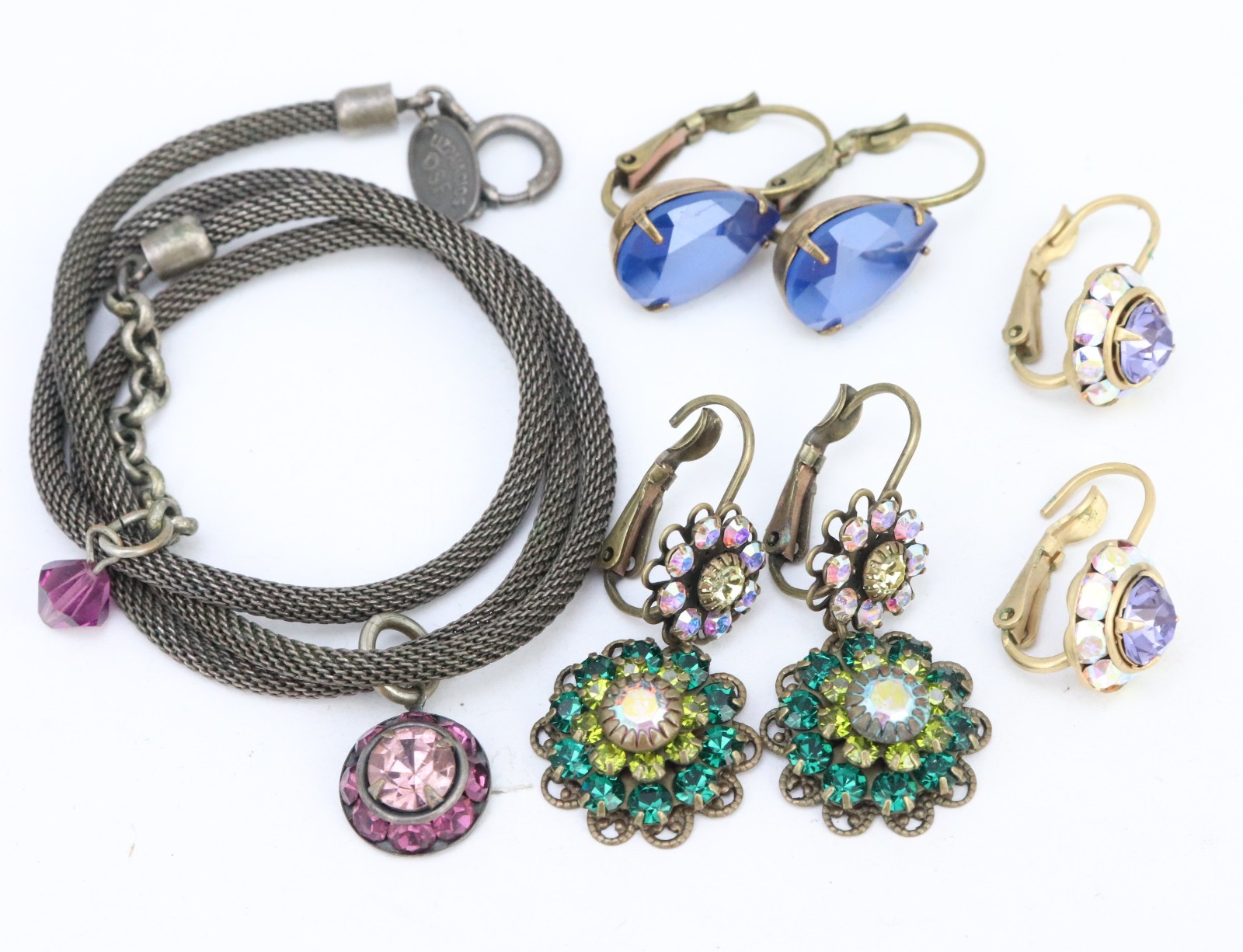 Vintage Liz Palacios Jewelry Lot Swarovski Crystal Necklace Earrings Rhinestones
