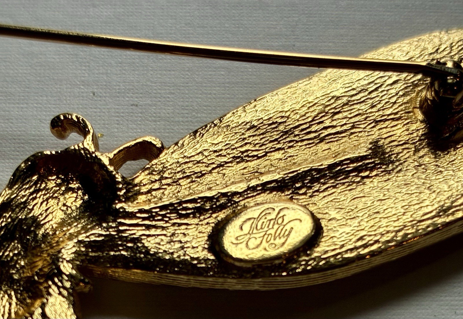Kirks Folly Signed Dragonfly Brooch Pin Gold Tone Enamel Rhinestones 4in