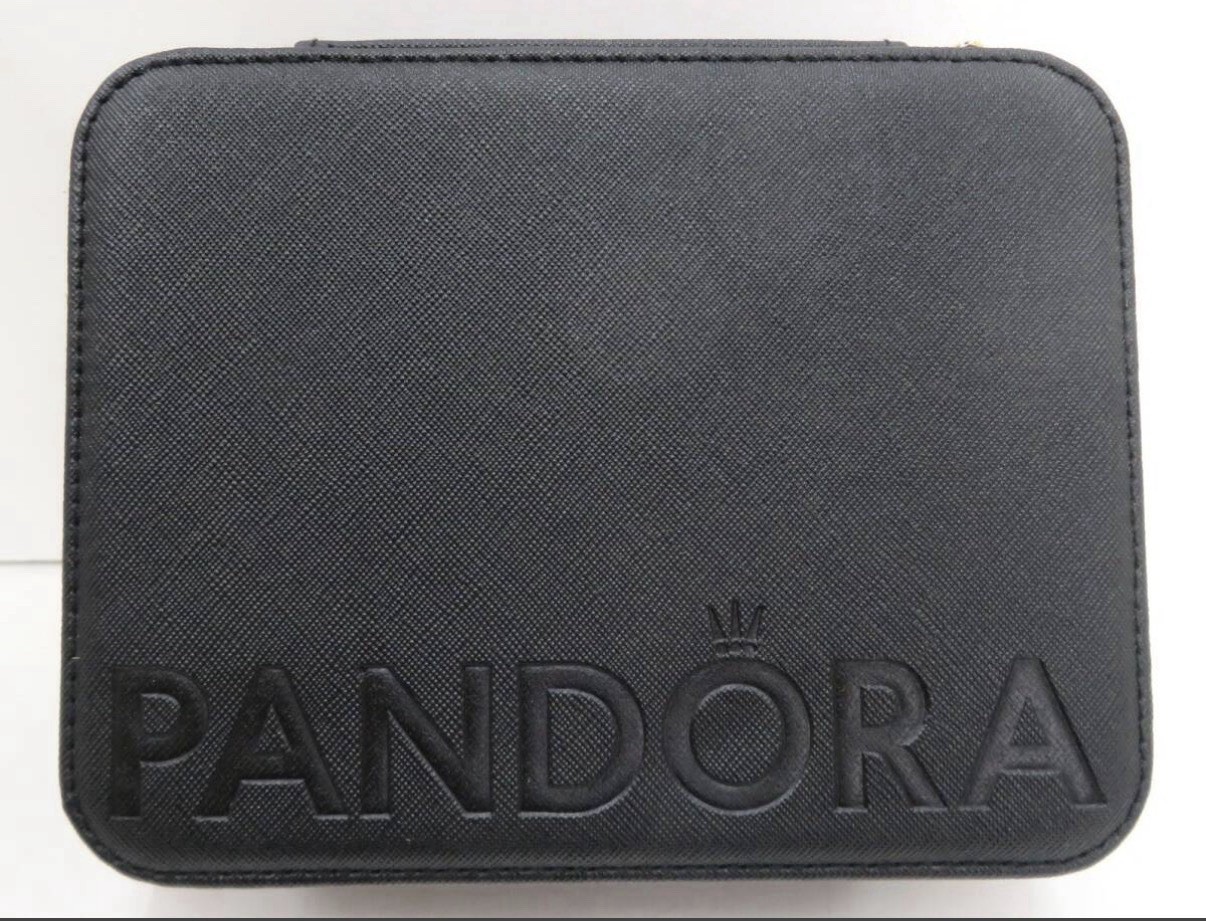PANDORA Jewelry Box Organizer Storage Black Pink Design with Mirror JAPAN NEW