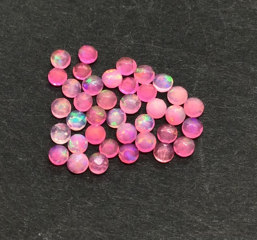 AAA Natural Ethiopian Pink Fire Opal Round Cut Loose Gemstone For All Jewelry