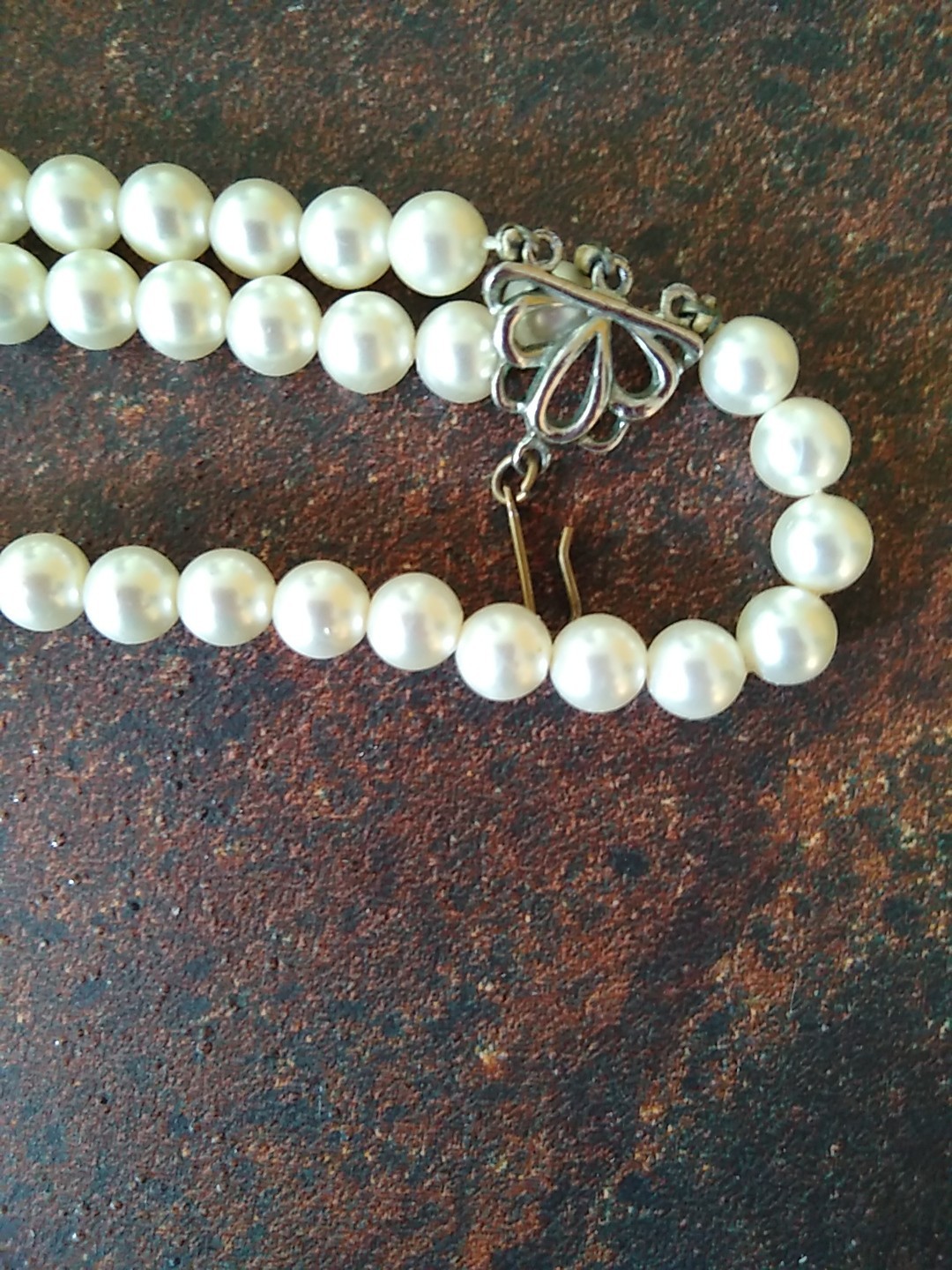 Vintage 3 Strand Faux Pearl Necklace 14 1/2 With 2 1/2 Extension & Bracelet