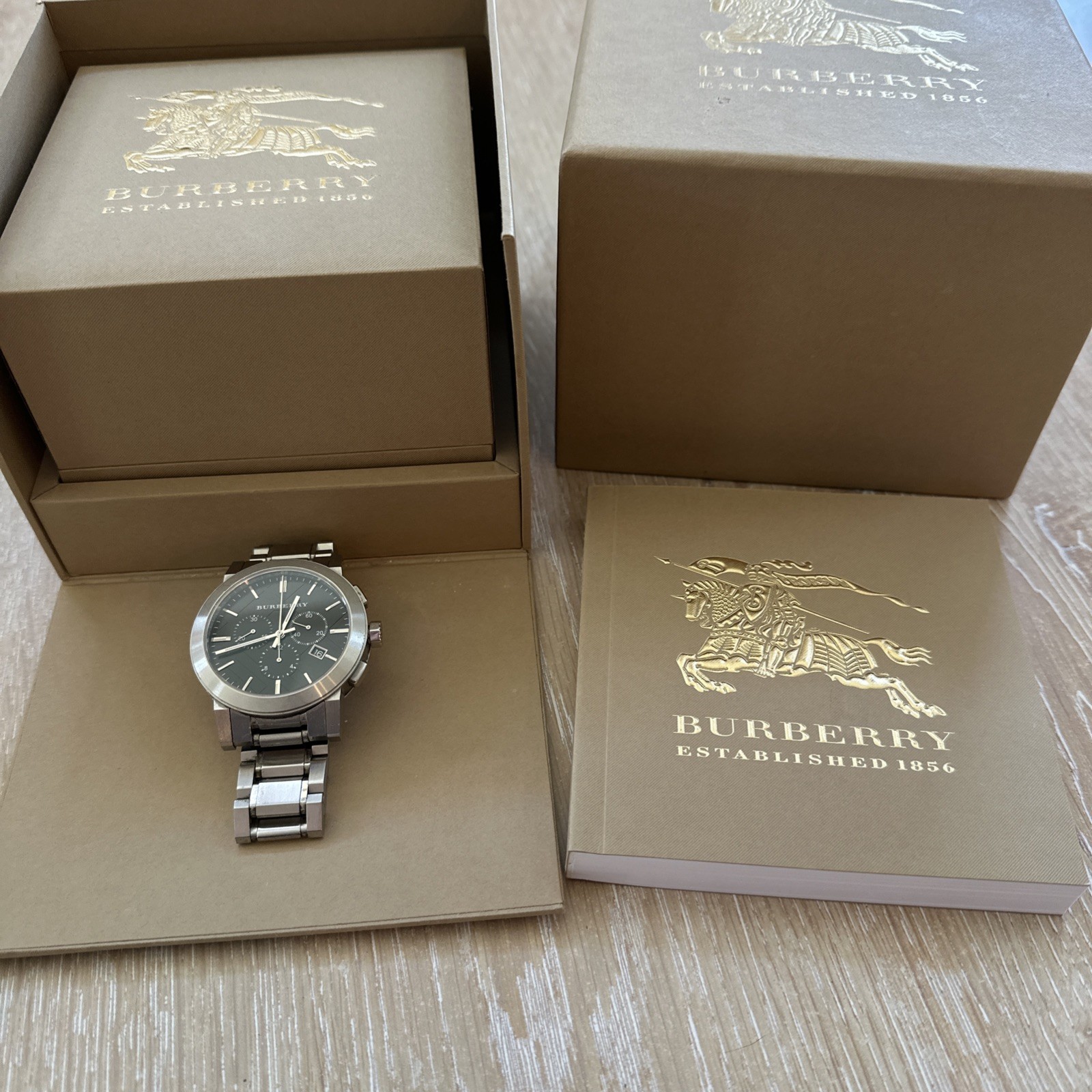 BURBERRY 42mm Black Dial Men’s Watch The City BU9351 Stainless Steel