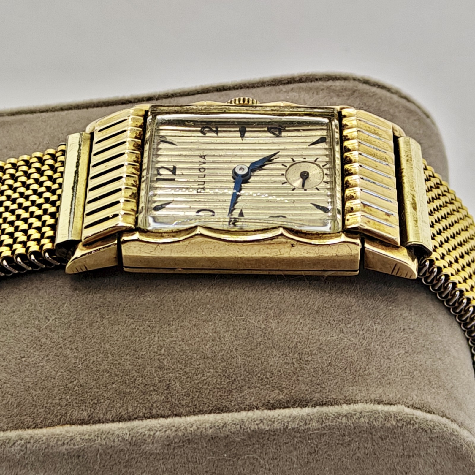 Vintage 1950 Bulova Academy Award T Men’s Watch 10K GF Curtain Dial 21J