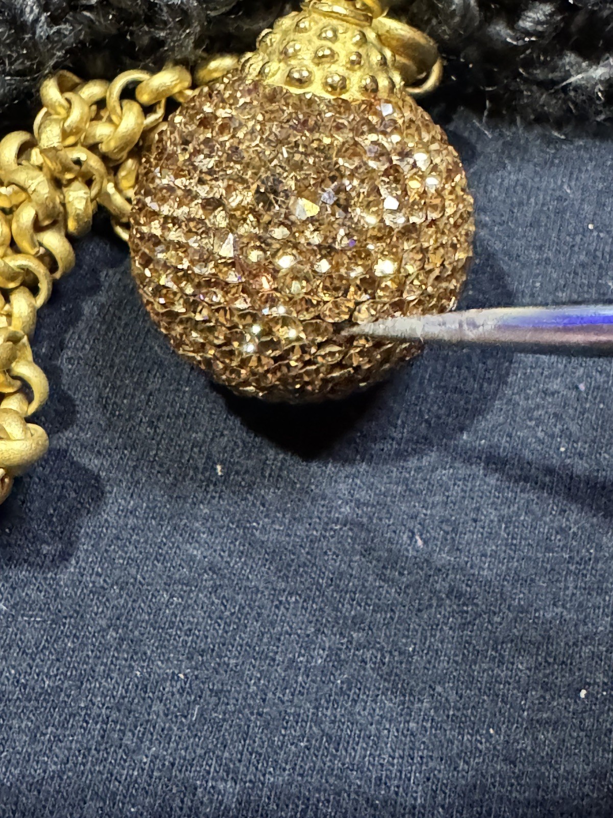 Vintage Deanna Hamro Gold Tone Crystal Pave Necklace(42″) & Earrinng Set, Signed