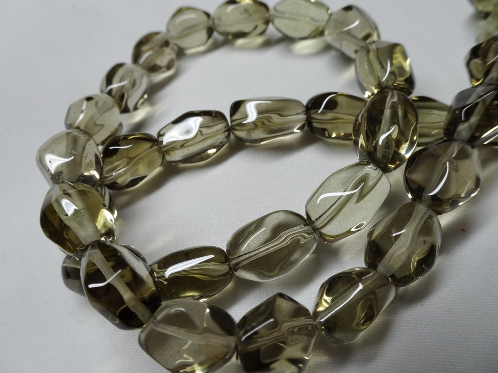 16″ Str Natural Smoky Quartz 11-13mm Smooth Facet Nugget Stone Beads A478 DNG