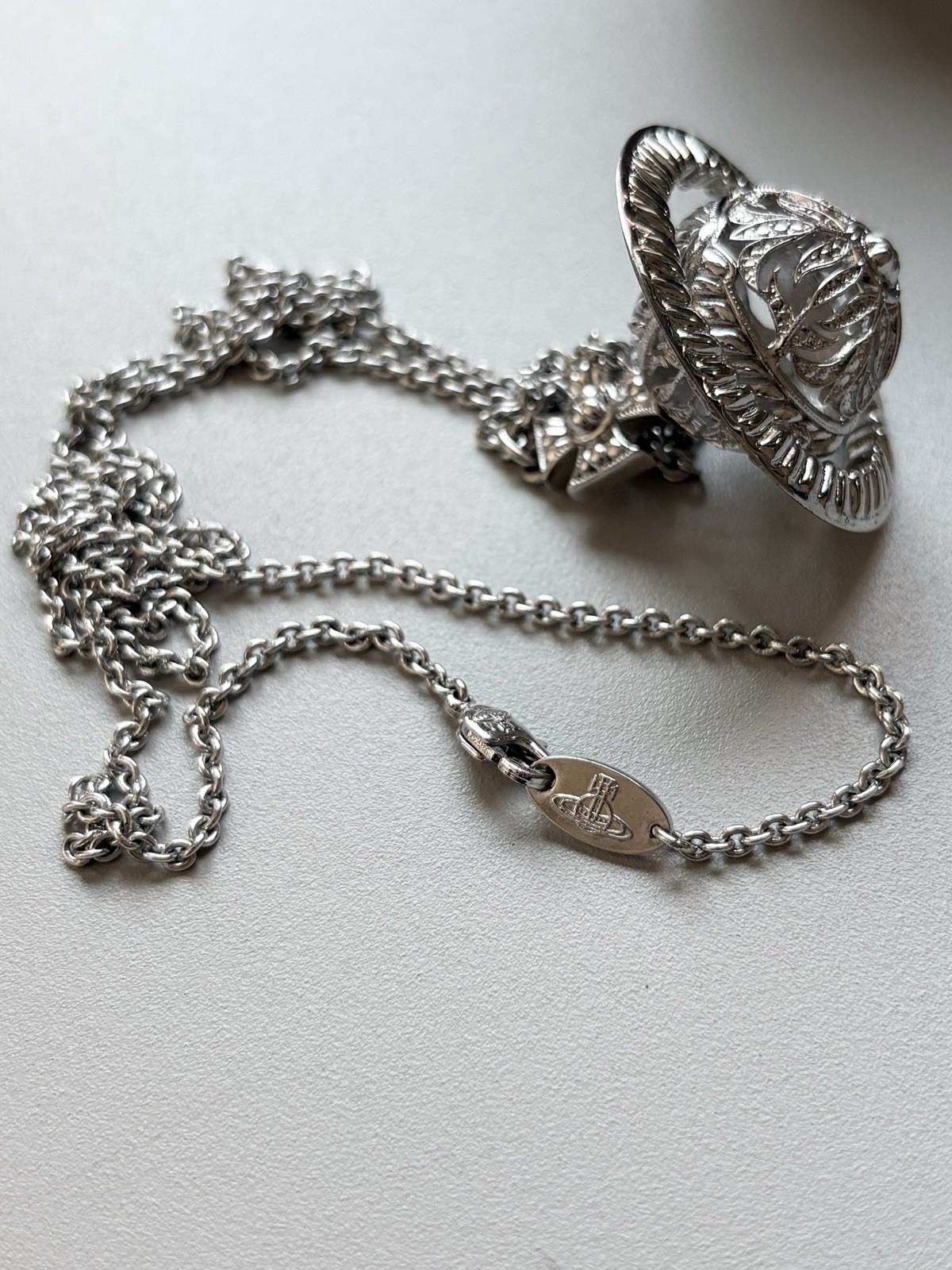 Vivienne Westwood Silver (nature) Orb Pendant Necklace with box and pouch