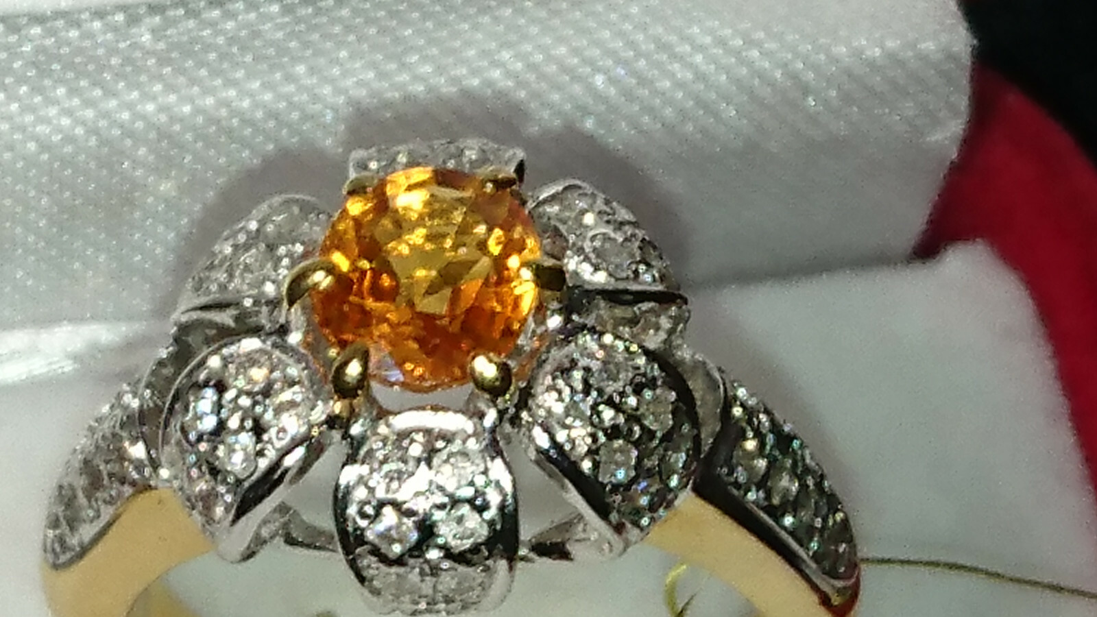 60 BRILLIANT Excellent!!!! Ladies gold ring 585 with sapphire!, size 16.5-17
