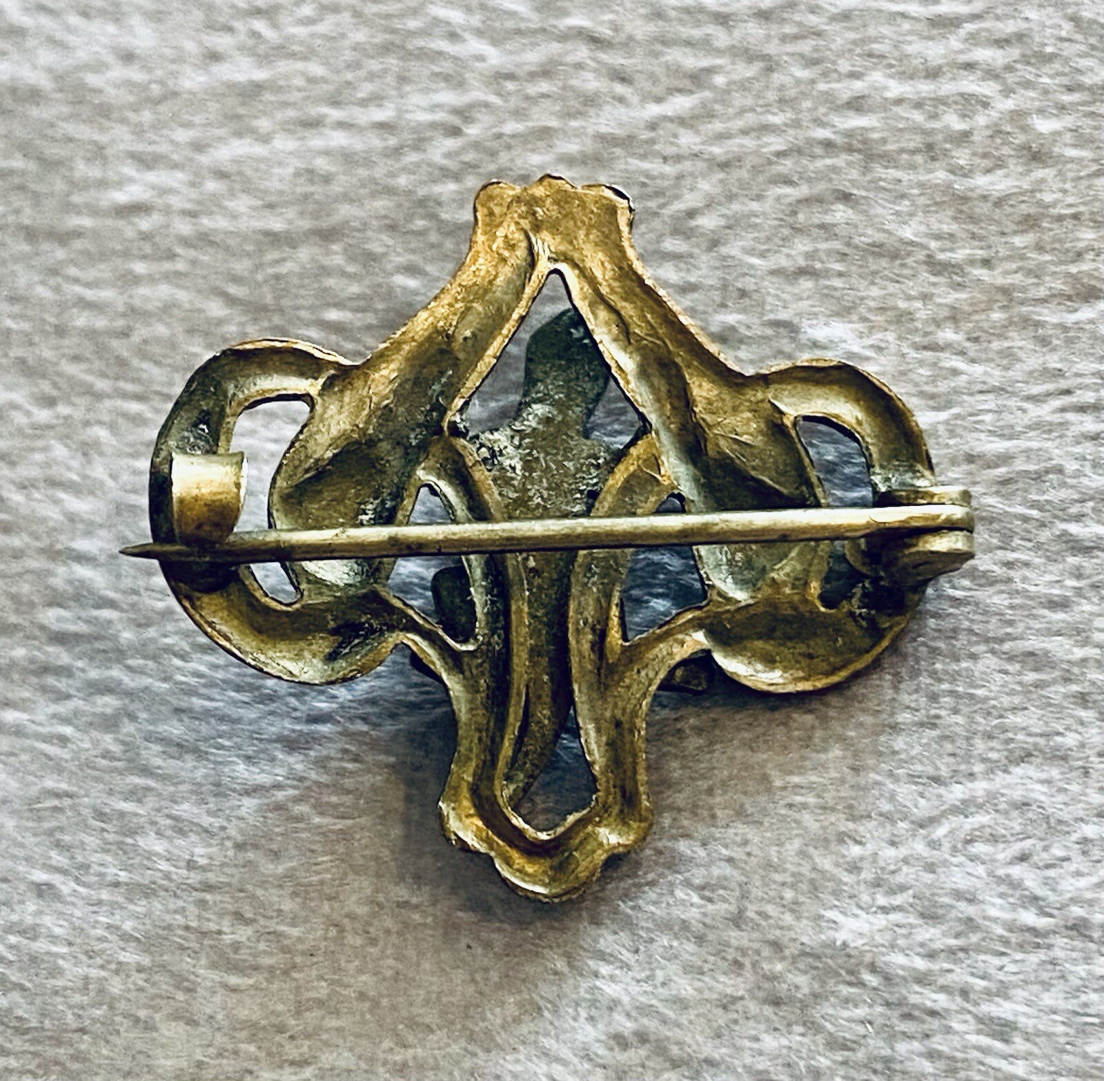Victorian Unique Ornate Lizard Gold Filled 1” Bar Pin with Seed Pearl Accent