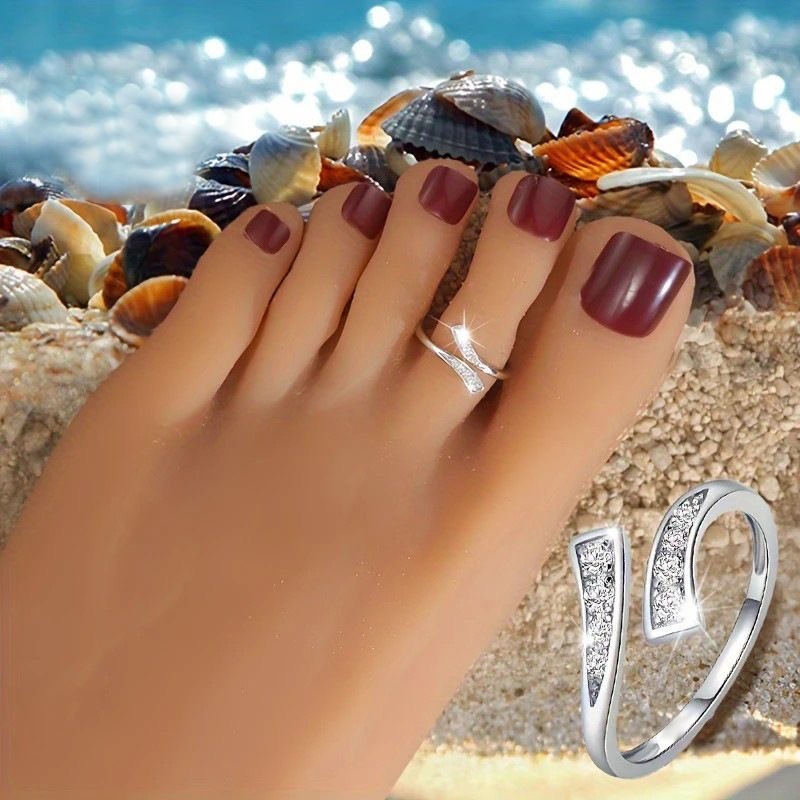 Crystal Adjustable Open Toe Ring Minimalist Women Foot Jewelry