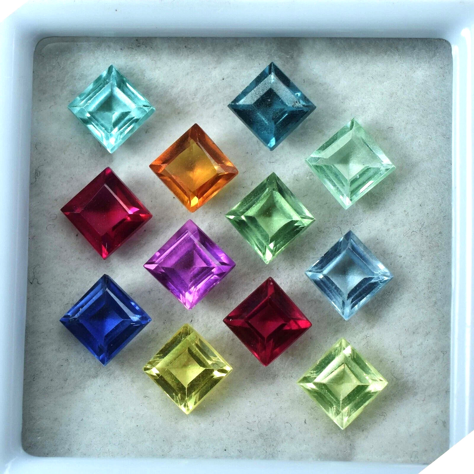 Natural 140 Ct Mix Color Ceylon Sapphire Square Cut 13-15 Pcs Gemstone Lot