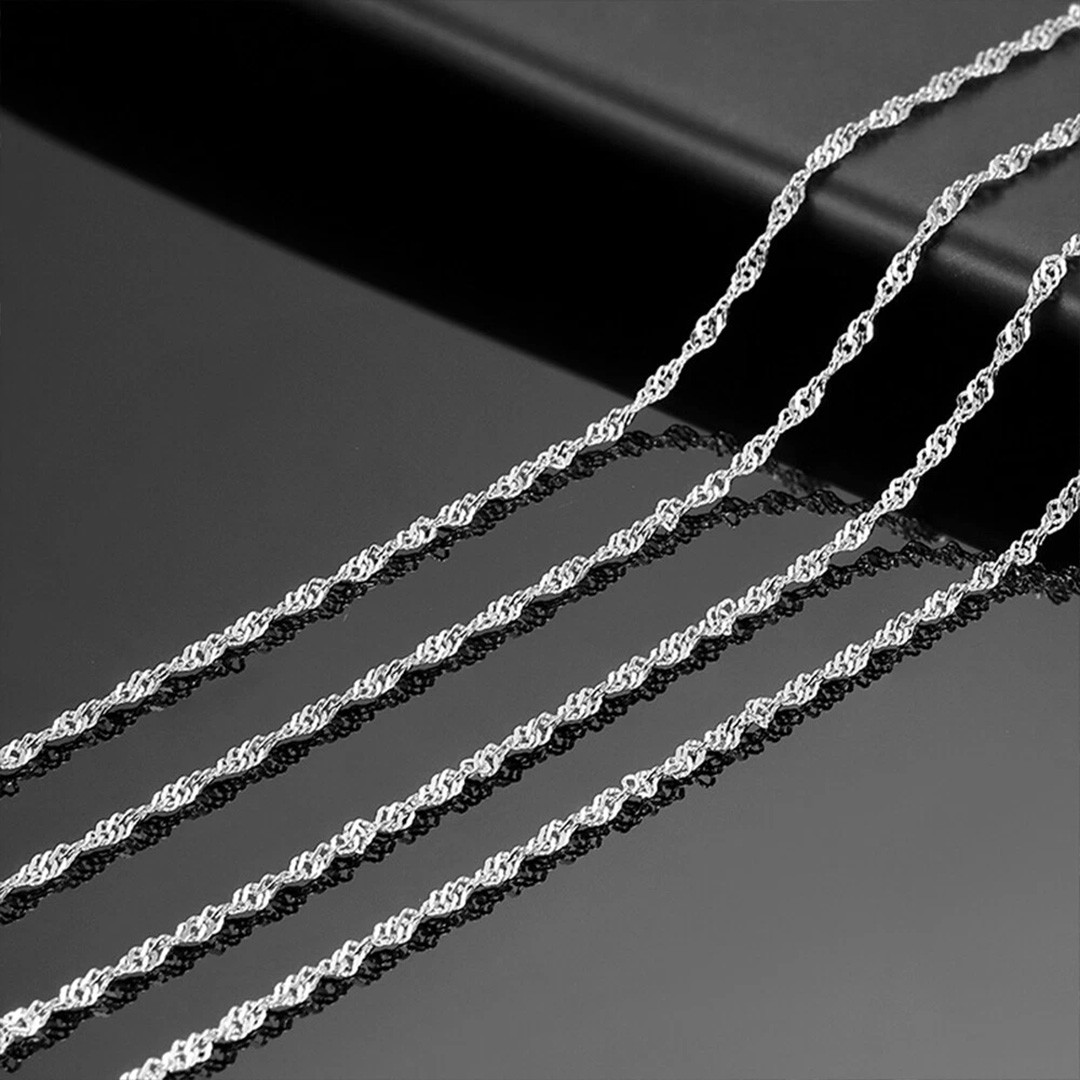 18inch 1.4mm 14k White Gold Singapore rope chain Necklace Made in Italy Gift