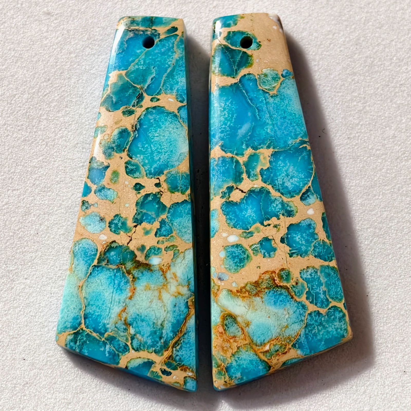 27 Cts Sea Sediment Jasper Drilled Match Pair Cabochon Gemstone 37 X 13.7 MM