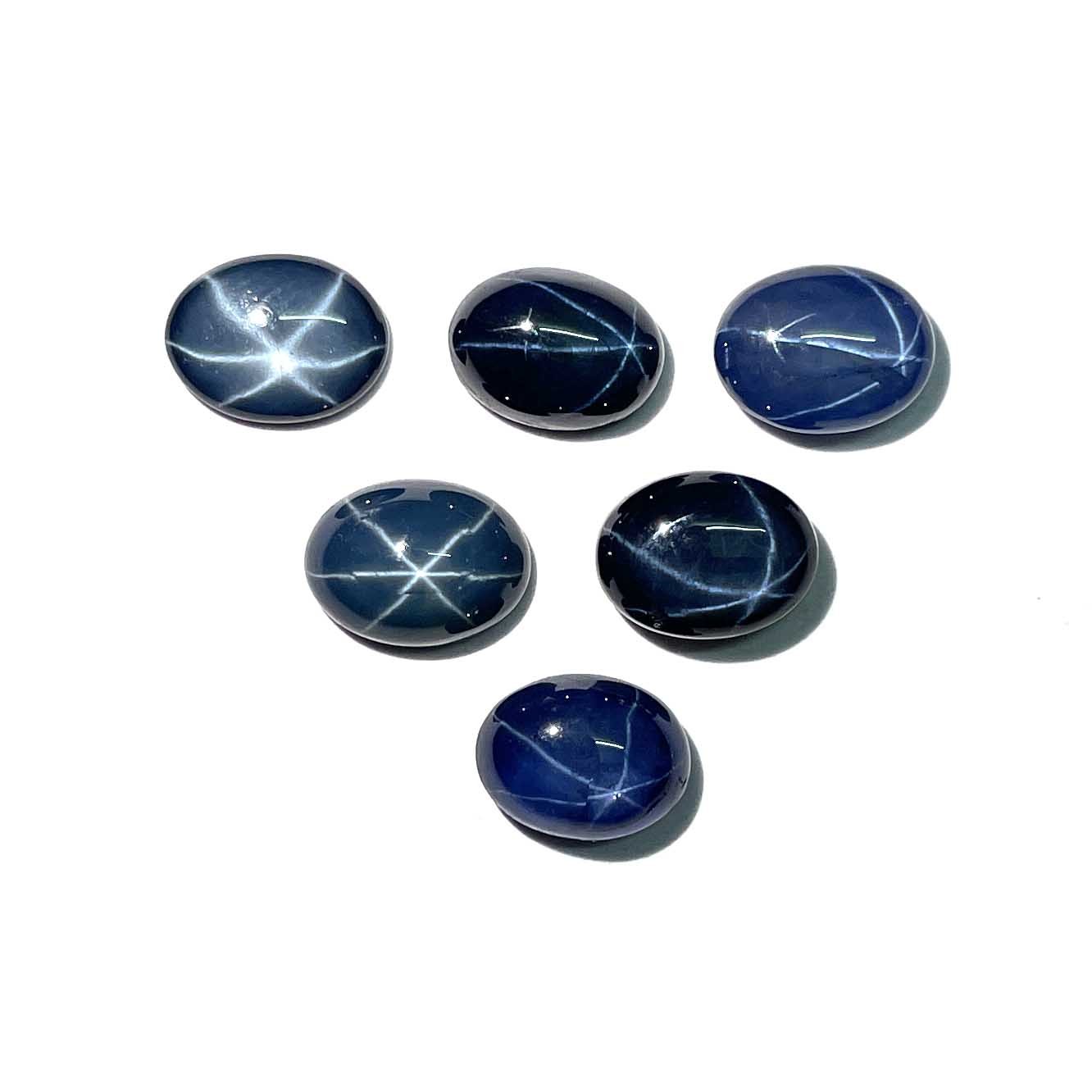 Diffused Star Blue Sapphire Oval Cabochon Loose Gemstone Lot 5 Pcs 6*8 MM 10 CT