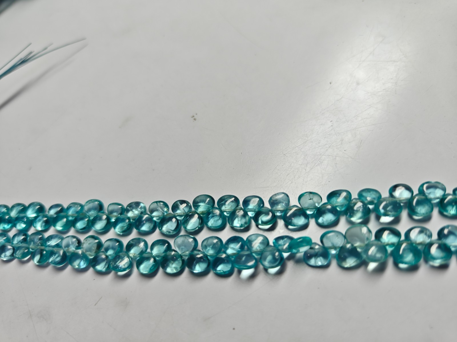 AAA Sky Apatite Gemstone Heart Briolette Smooth 5-5.5 Mm Beads 6″ Strands