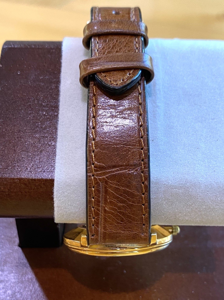 LE CHATEAU Genuine Diamond 18K Gold Plated 2011 watch w leather band