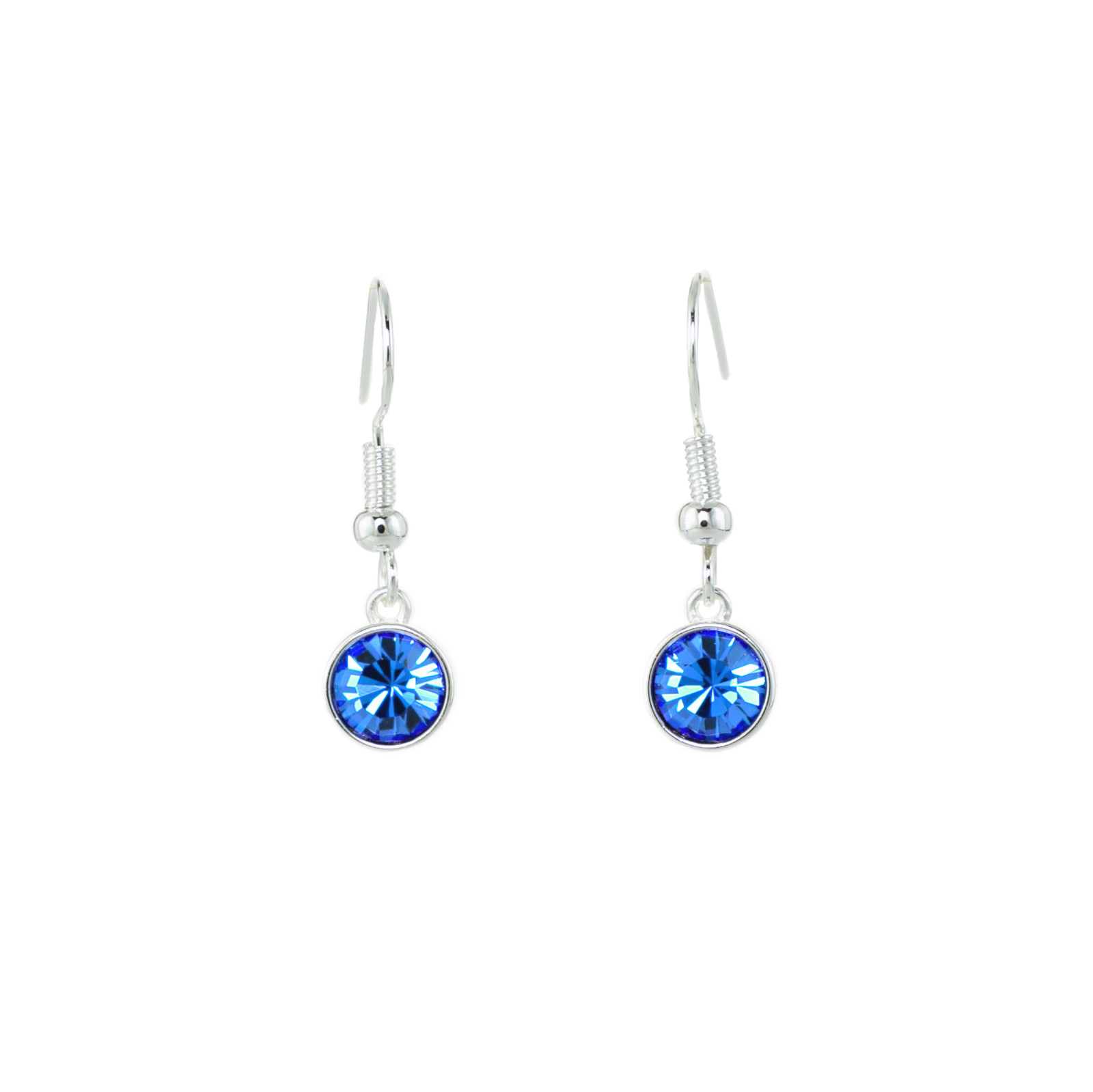 September Drop Earrings, Sapphire Blue Bohemian Crystal, Silver Birthstone