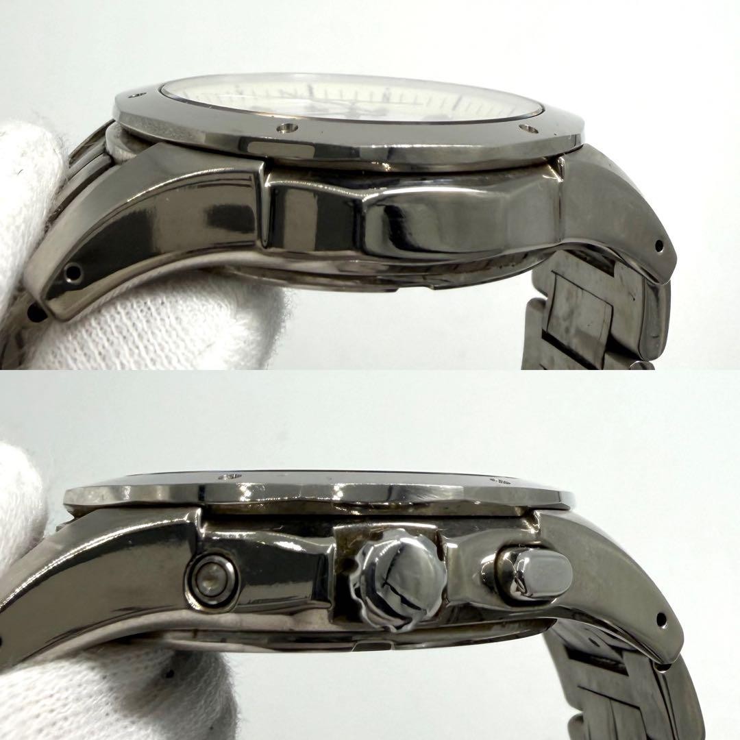 Seiko Brightz 8B43-0AA0 Big Date Solar Wristwatch White Dial Silver