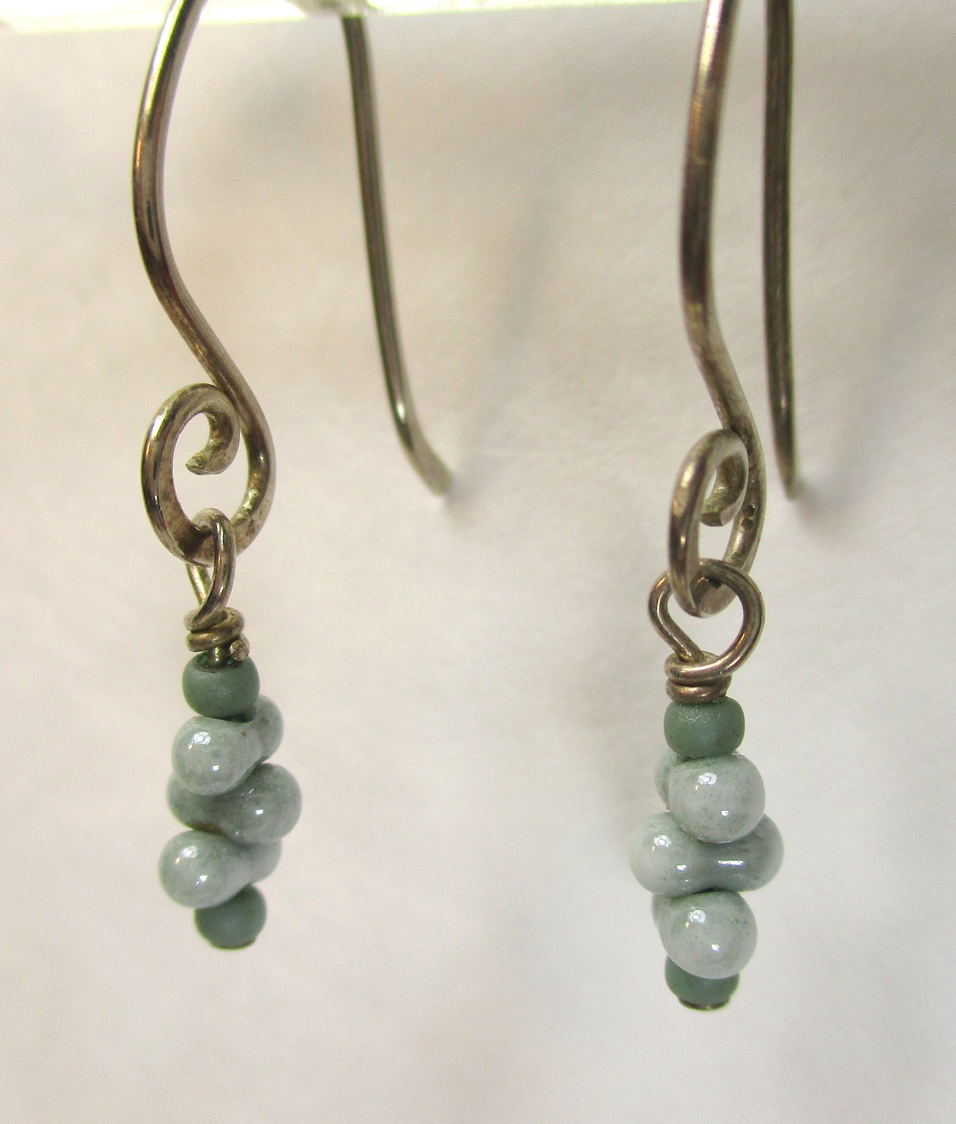 Earrings Sterling Silver Green Beads Handmade 925 Ear Wires
