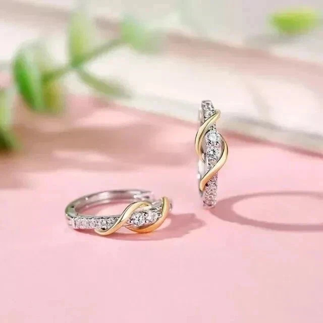 Women Engagement Hoop Earrings Round Cut Simulated Diamond 925 Starling Silver