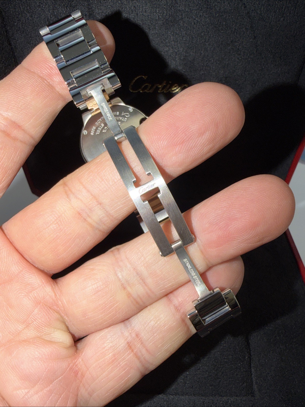 Cartier Ballon Bleu Steel And Rose Gold 28mm Silver Diamond Dial WE902030