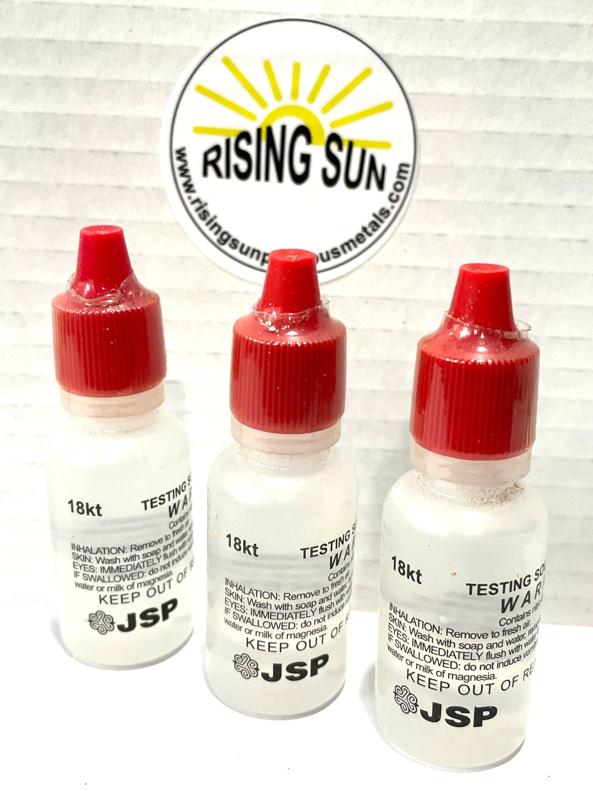 Set of 3 Gold Jewelry Testing 18K Test Acid Solutions Bottles Kit Detect JSP