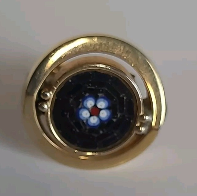 AntiqueVintage Rare Swank Micro Mosaic Pietra DuraSpider Web CufflinkTietack Pin