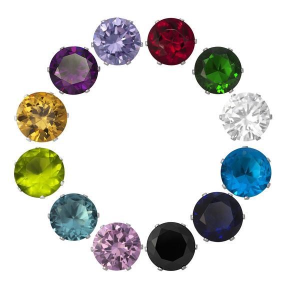 6mm Birthstone Earrings – Round CZ – SOLID Sterling Silver Settings