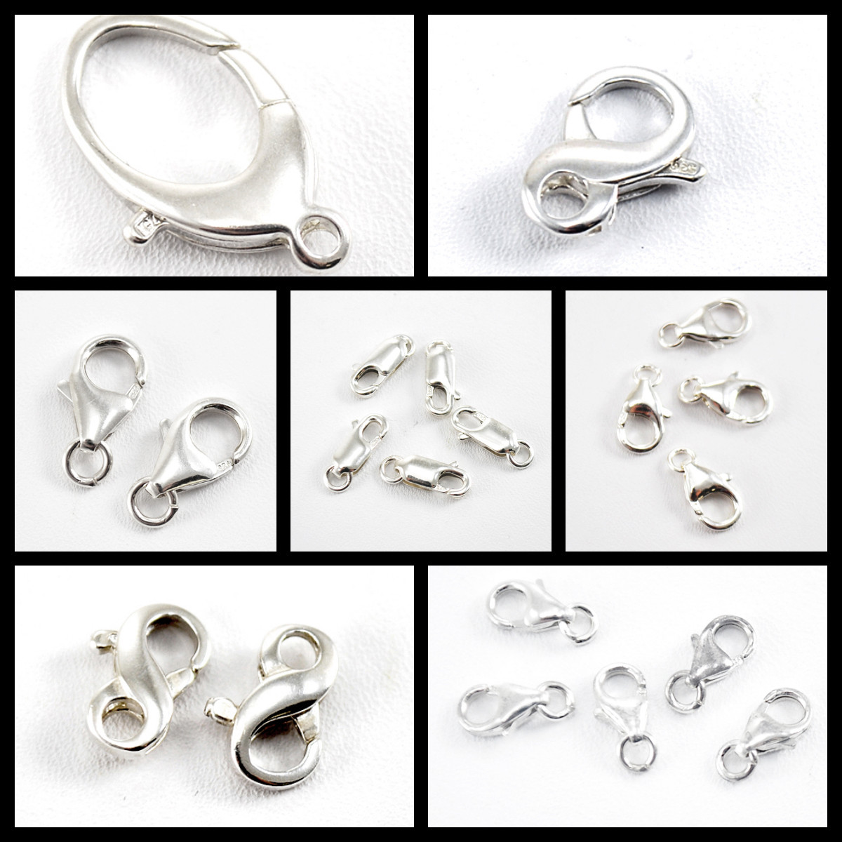 .925 Sterling Silver Lobster Claw Clasp 5mm 6mm 7mm 8mm 9mm Made in USA Findings