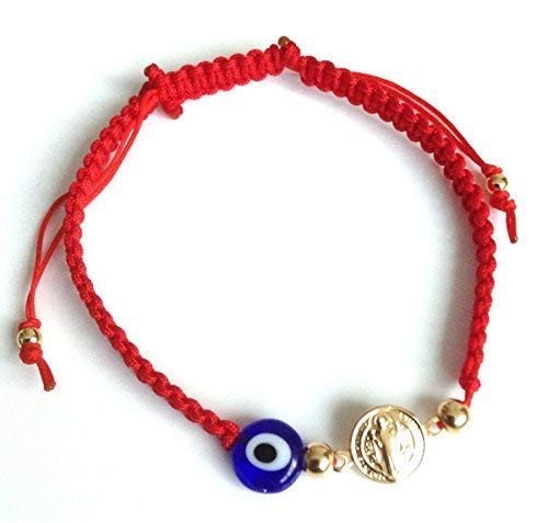 Saint Benedict Adjustable Red String Kabbalah Bracelet for all Ages Women Pro…