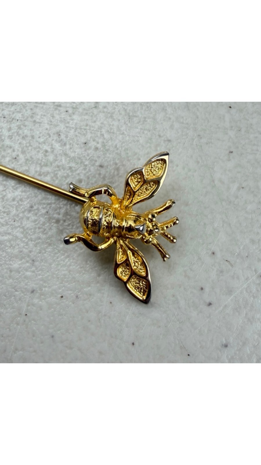 Vintage Bumble Bee Stick Pin 1990s Gold Tone Lapel Tie Scarf Multi-Use Queen Bee